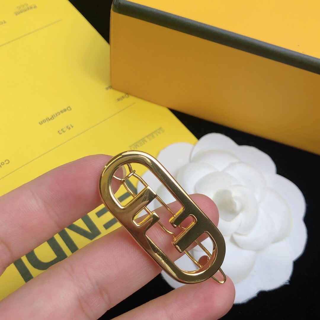 Fendi Hair Clip - Gold Bar Design